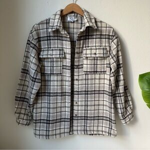Princess Polly Brown & Cream Plaid Shirt Jacket